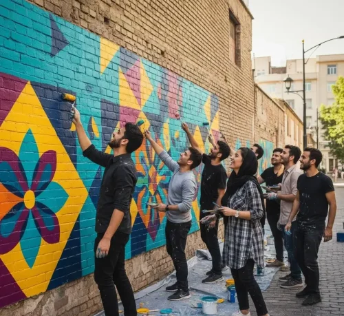 نقاشی دیواری همیار کار داوطلبانه و خیر