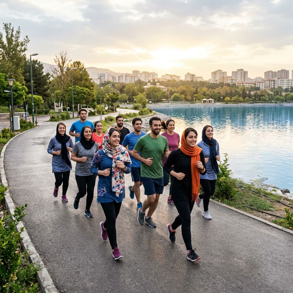 جمعی از جوانان در حال دویدن گروهی صبحگاهی در ایونت دویدن تهران اپلیکیشن همنشین