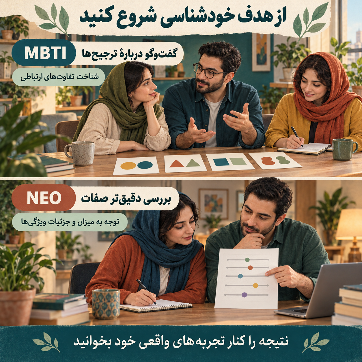 گفت‌وگو درباره ترجیح‌های ارتباطی با MBTI و بررسی میزان و جزئیات صفات با نئو